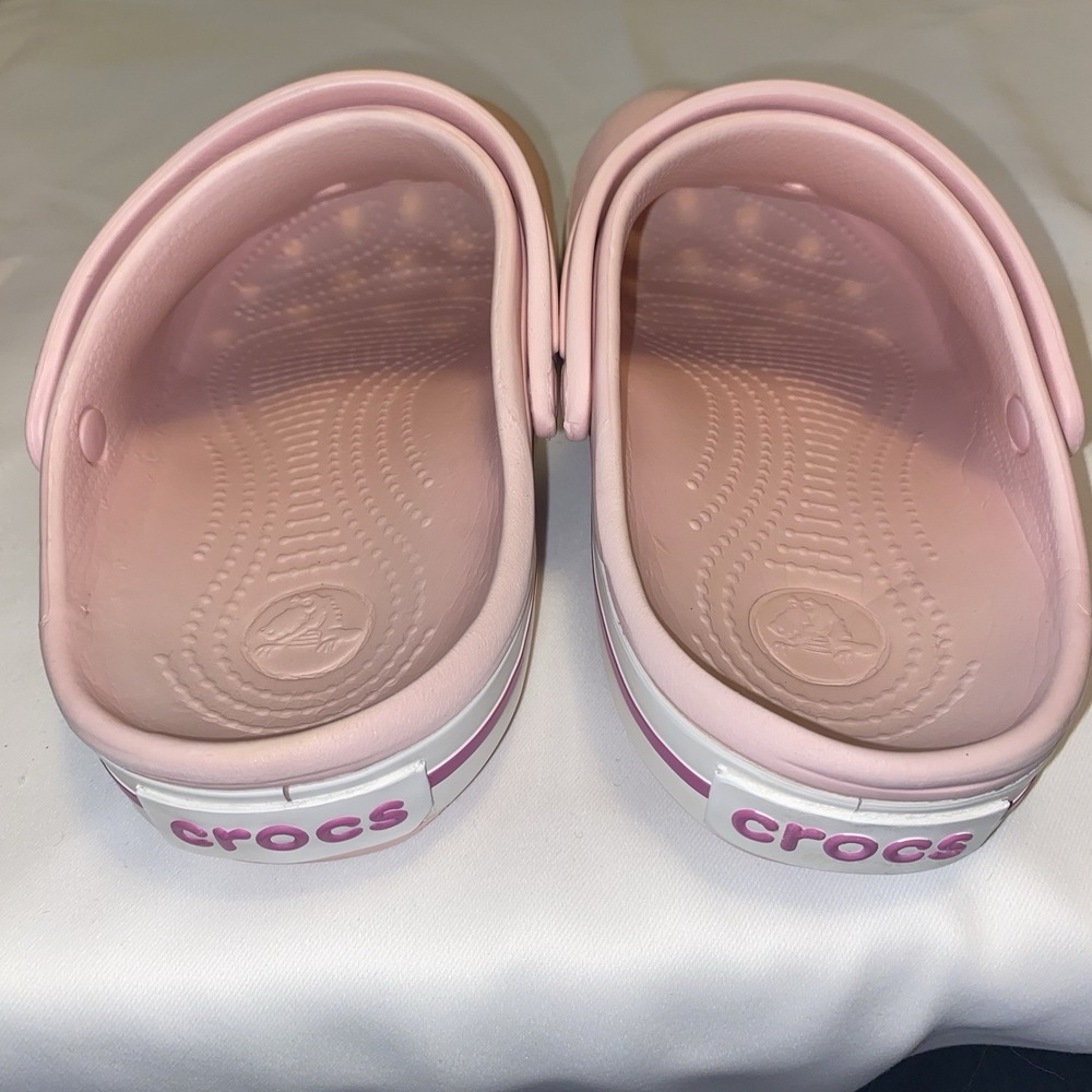 Crocs Crocband Pearl Pink/Wild Orchid White Clog Slip‎ On W7 - Picture 5 of 10
